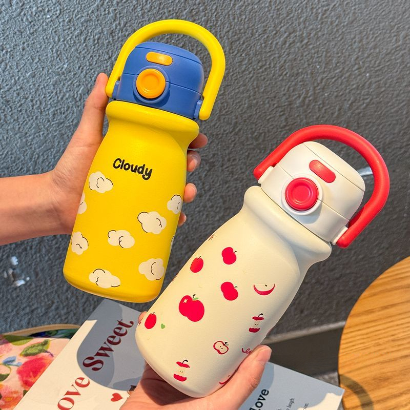 高颜值儿童316不锈钢内底保温杯双饮吸管杯女学生可爱便携水杯子X