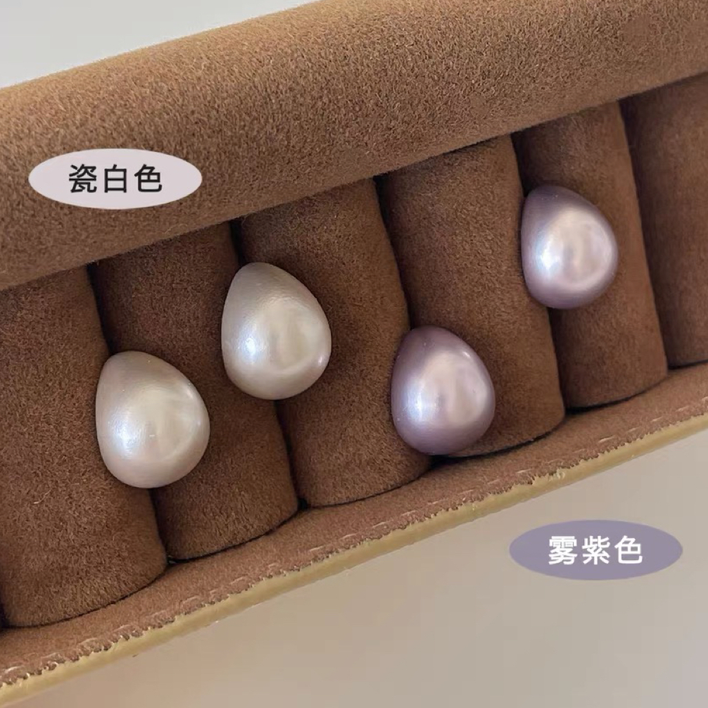 铜合金耳饰 法式水滴耳钉高级感轻奢小众豆豆耳饰简约气质耳环女