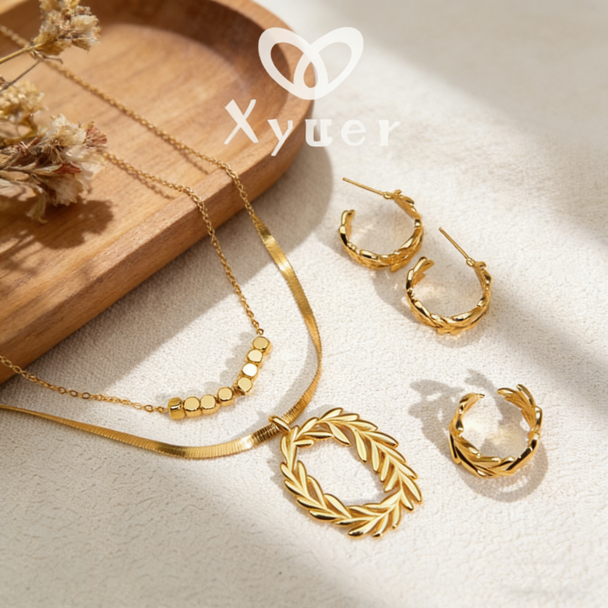 Xyuer/谢雨儿 钛钢项链 钛钢xyuer麦穗款双层时尚项链套装