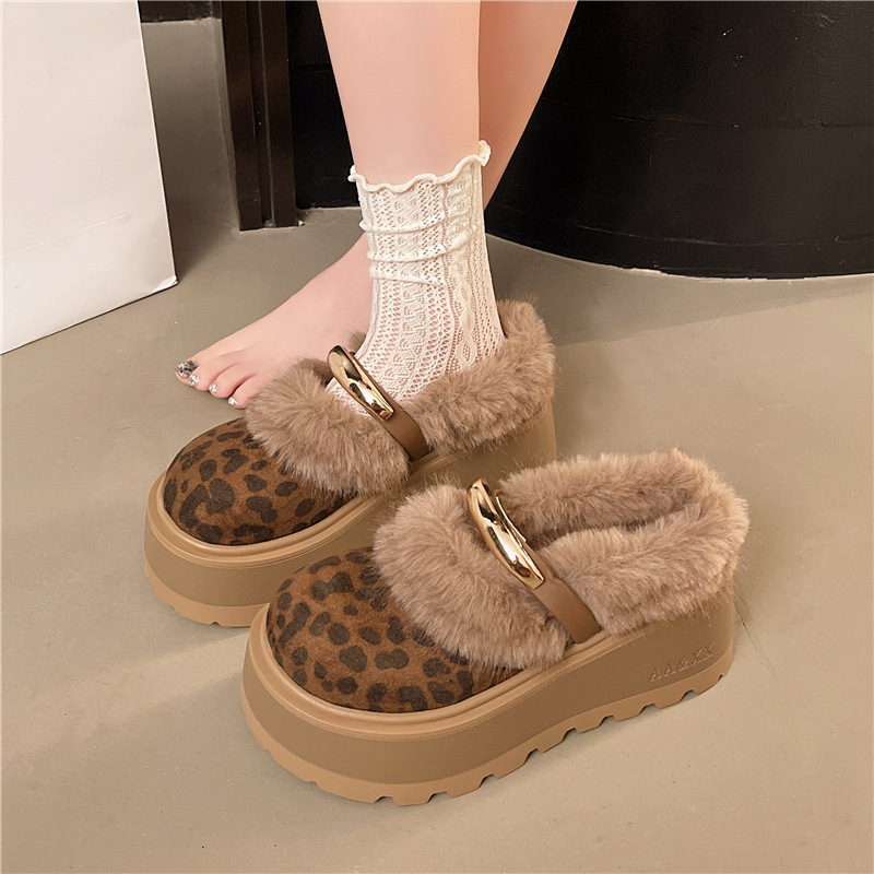 毛毛鞋子乐福鞋女鞋2025年懒人秋冬季一脚蹬毛毛鞋勃肯鞋保暖棉鞋