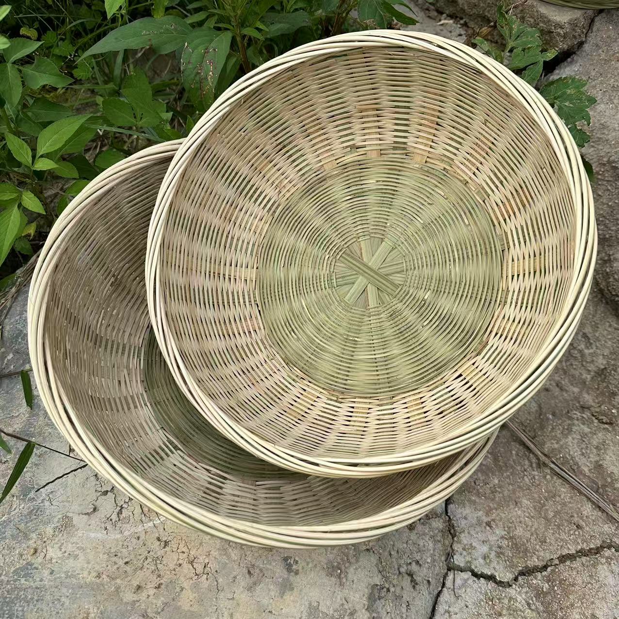 加大【两件套27cm30cm】竹编青丝篮馒头筐 手工编织收纳筐竹制品