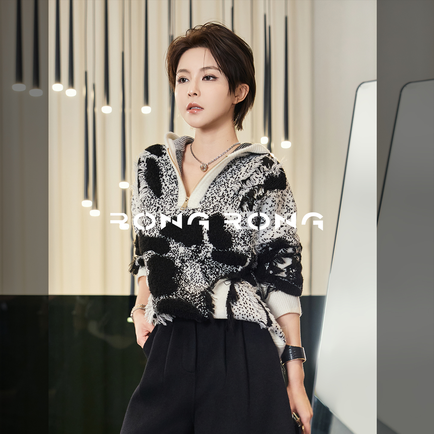 溶溶【泼墨艺术】RONGRONG 绵羊毛百搭扎染保暖慵懒宽松毛衣23861