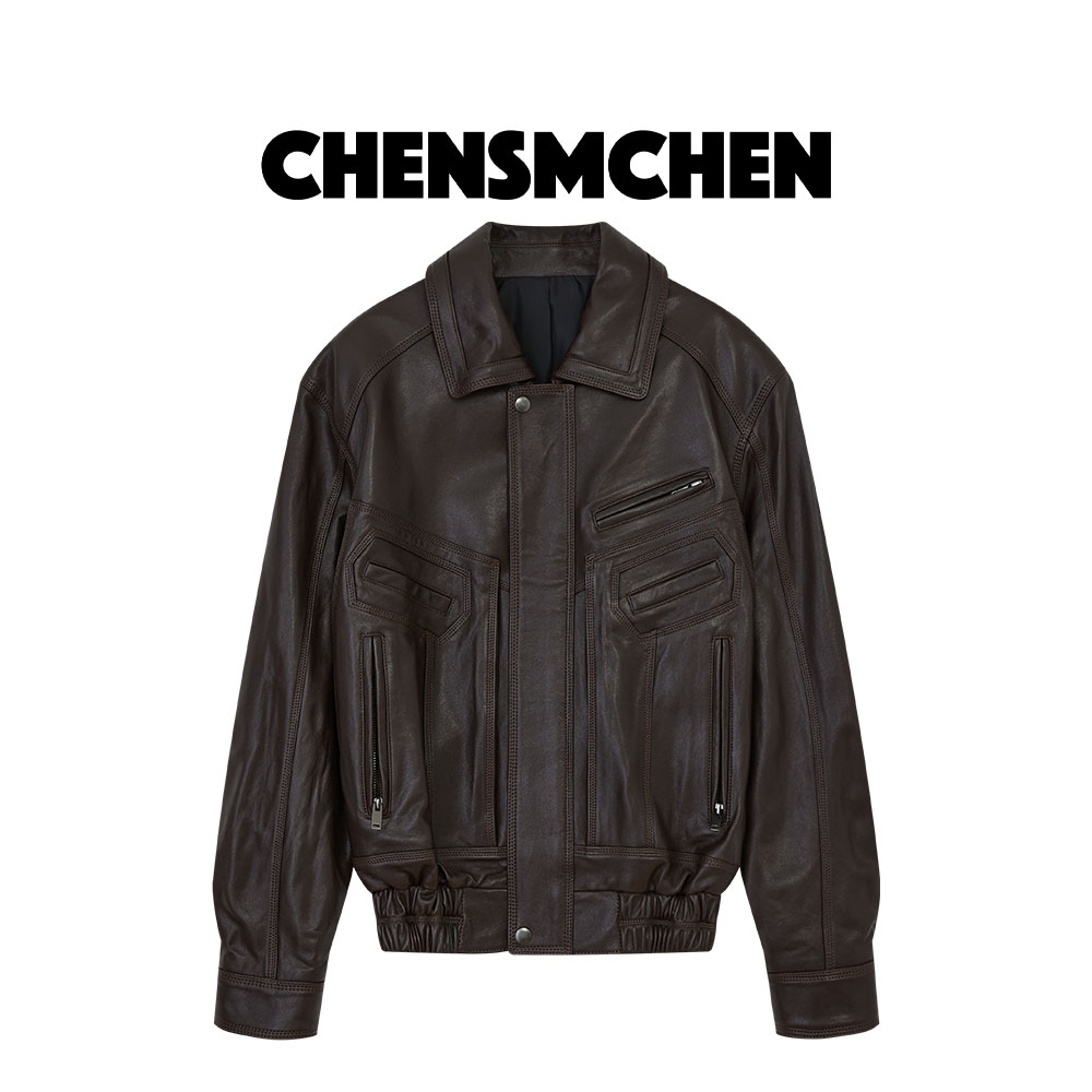 【CHENSMCHEN×JCSO】多口袋绵羊皮显瘦宽松翻领外套CdLA1112NL