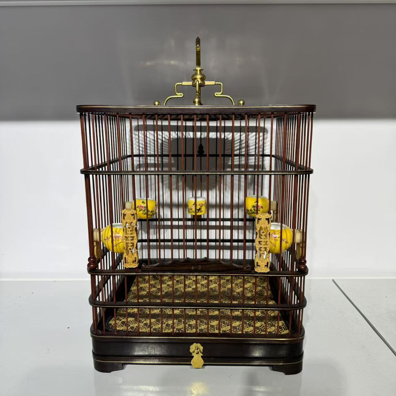 高档大叶紫檀方笼玉鸟靛颏金青画眉八哥万能豪华抽屉式鸟笼大全