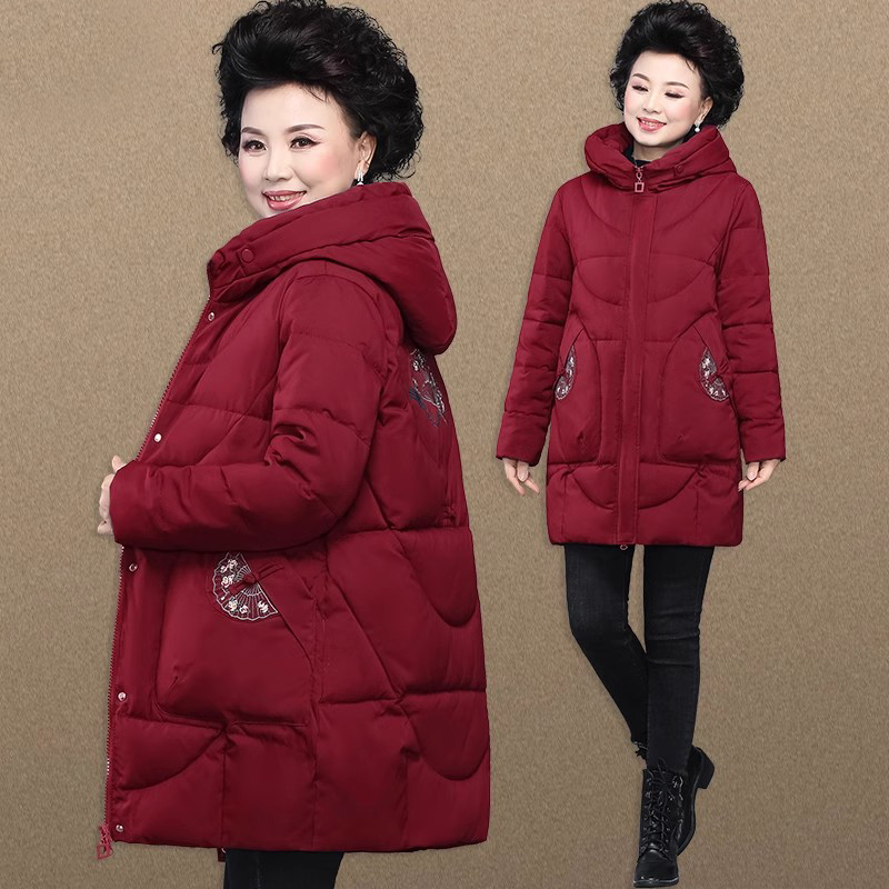 国潮中年胖妈妈棉袄女冬装大码中老年洋气棉服老太太爆款棉衣外套