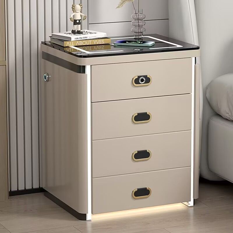 新款智能床头柜保险柜一体家用四斗柜多功能无线充音响指纹保险箱