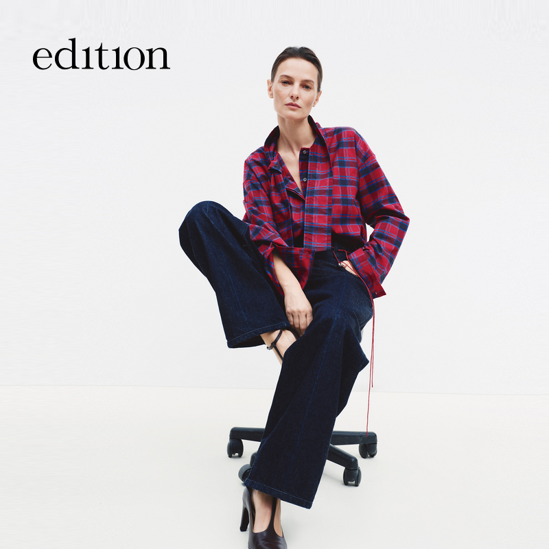 【商场同款】edition2026春季新款配腰绳宽直筒牛仔裤#EBF1JEN010