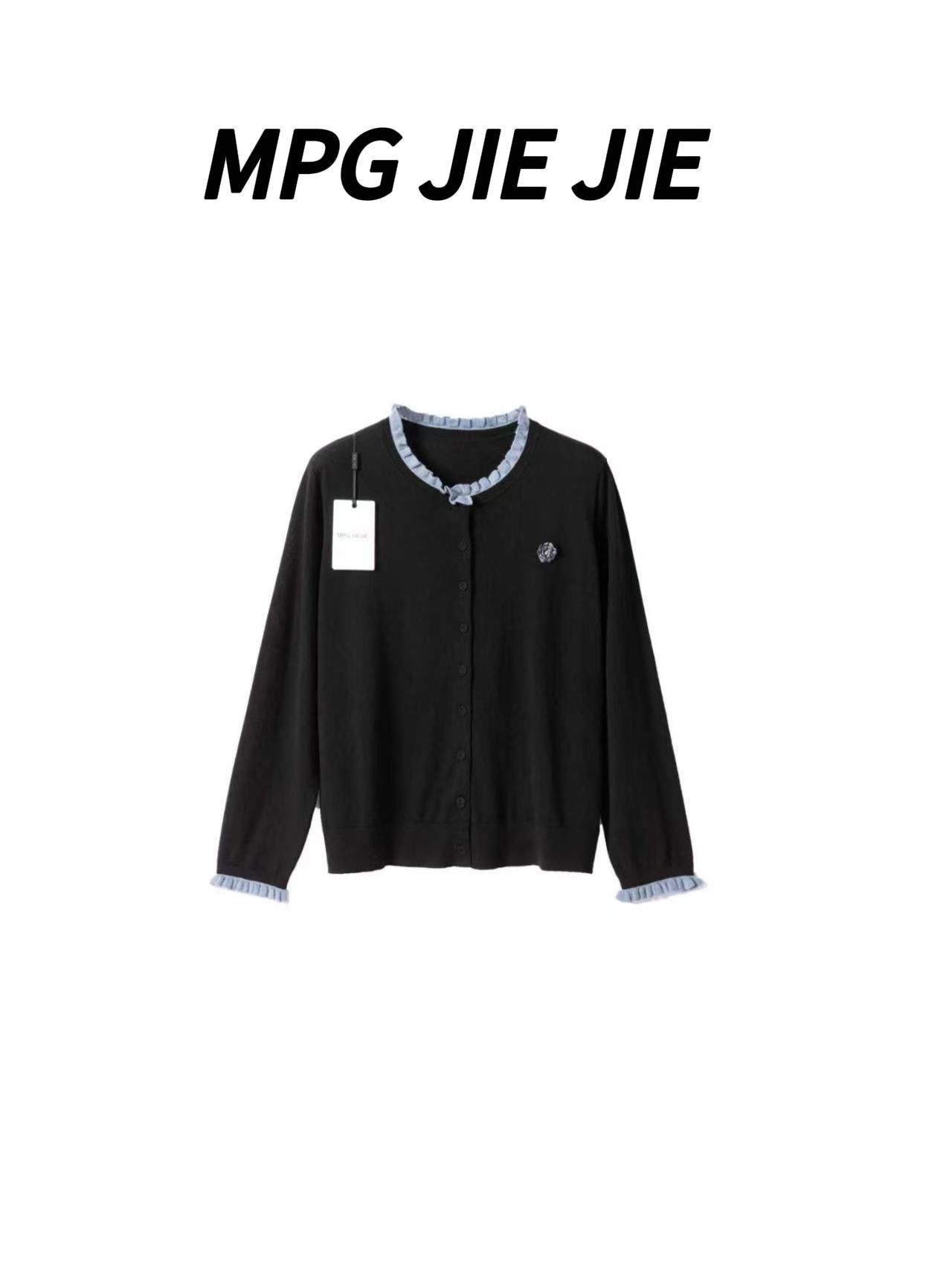 MPG JIEJIE【小雨苍兰】25早秋绵羊毛拼接蕾丝小花设计开衫