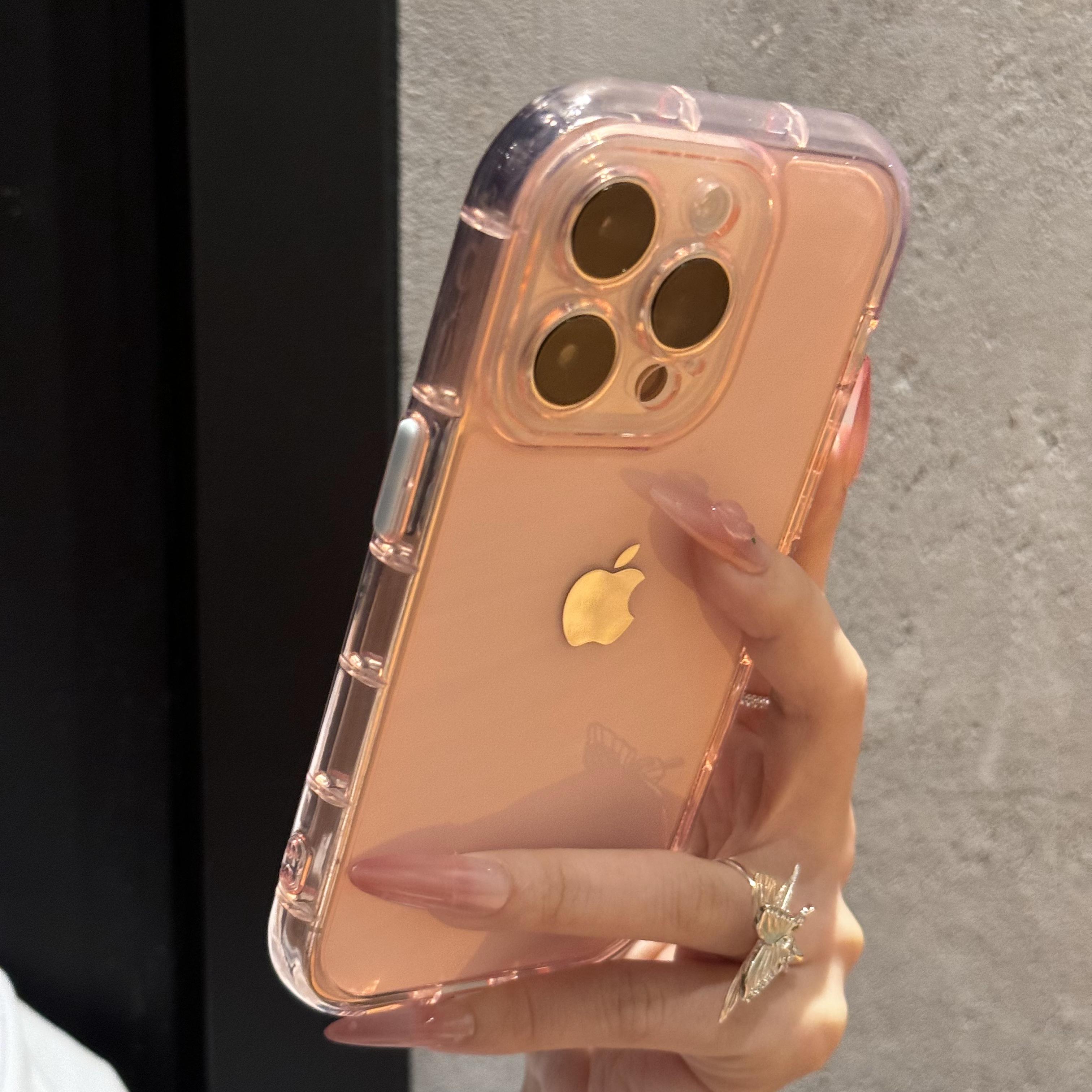 ins小众高颜值果冻气囊适用苹果16手机壳iPhone15promax简约14/13