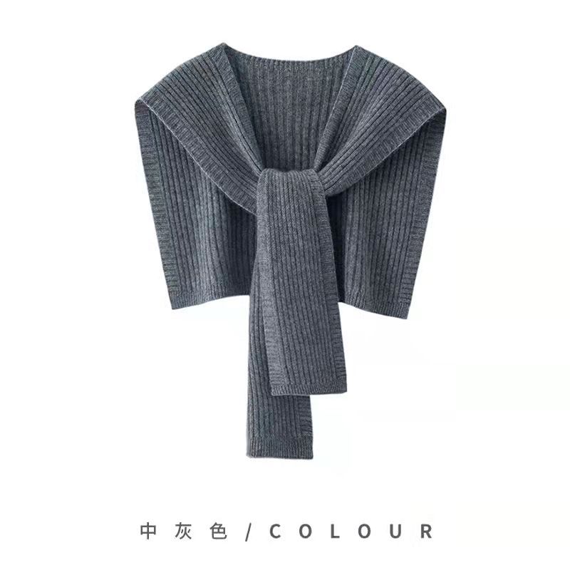 2025春秋季羊绒质感披肩新款上档次女系带条纹加厚保暖针织围巾女