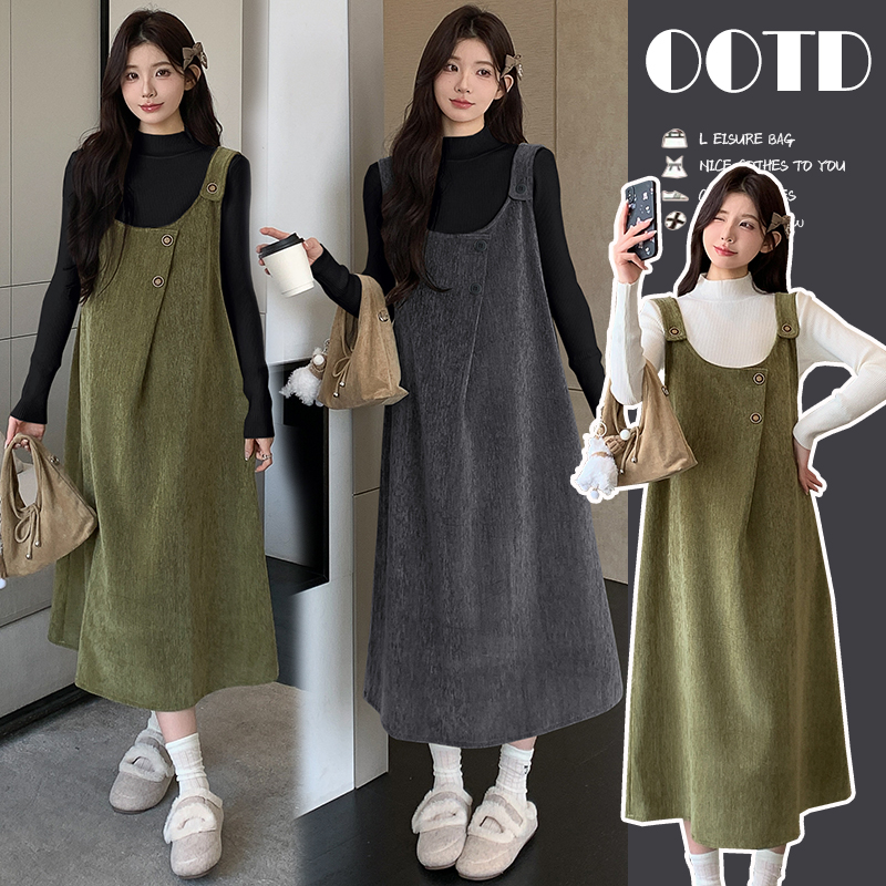 孕妇装2025年新款秋冬季加厚两件套韩版时尚洋气毛衣+背心裙套装