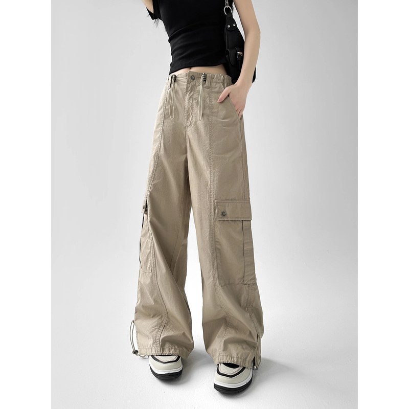 动感少女工装裤女春夏嘻哈束脚美式复古宽松阔腿高街休闲长裤子潮