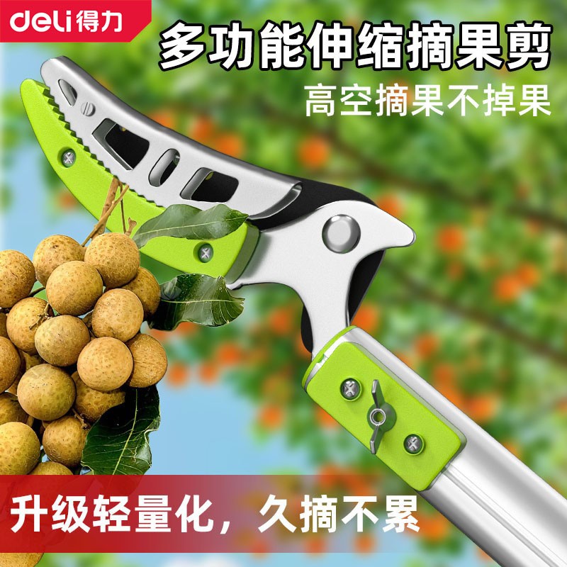 Deli/得力摘水果神器伸缩杆荔枝龙眼专用园艺剪高空果树摘果剪刀