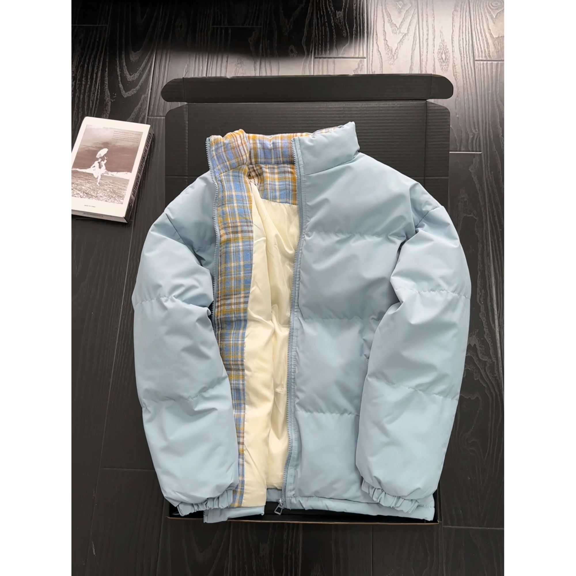 fitcheck格子拼接棉服男女冬季短款立领设计感面包服美式棉衣外套