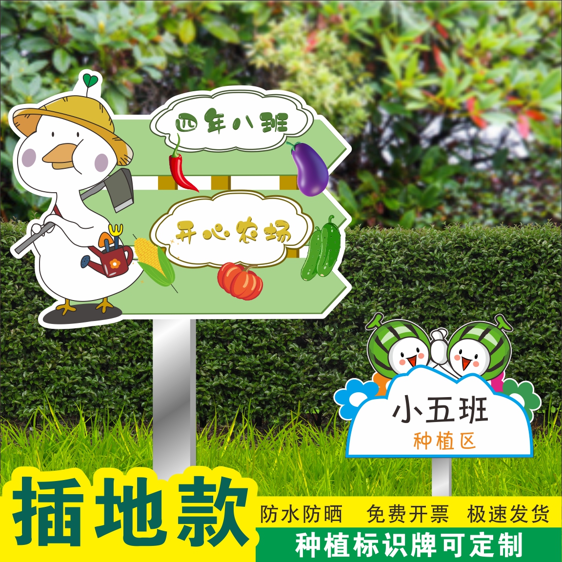 学校班级菜园分区牌私家菜园牌菜地菜园班牌花草植物插地户外花草