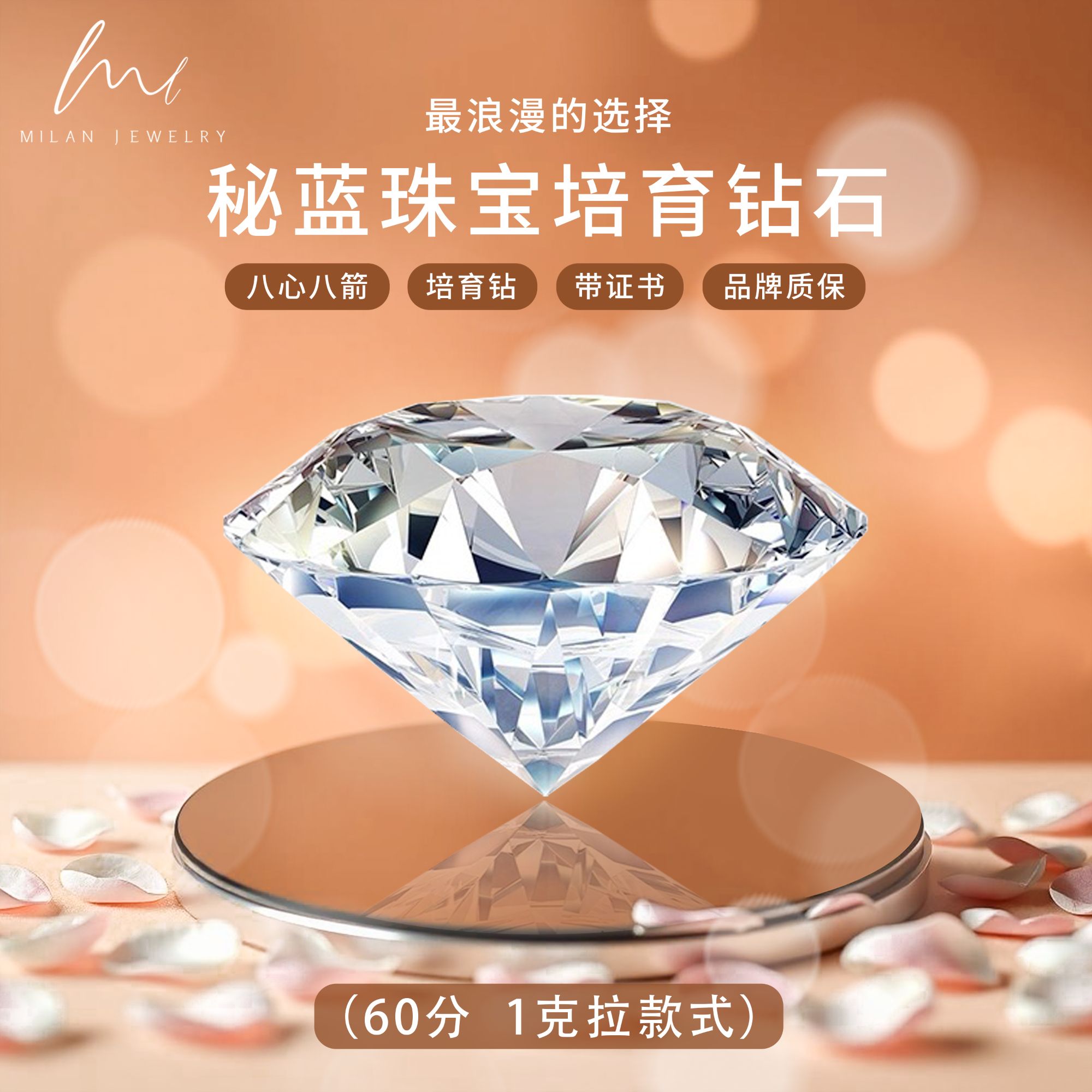 秘蓝 实验室培育钻石/60分1克拉钻戒款式结婚求婚戒送老婆设计感