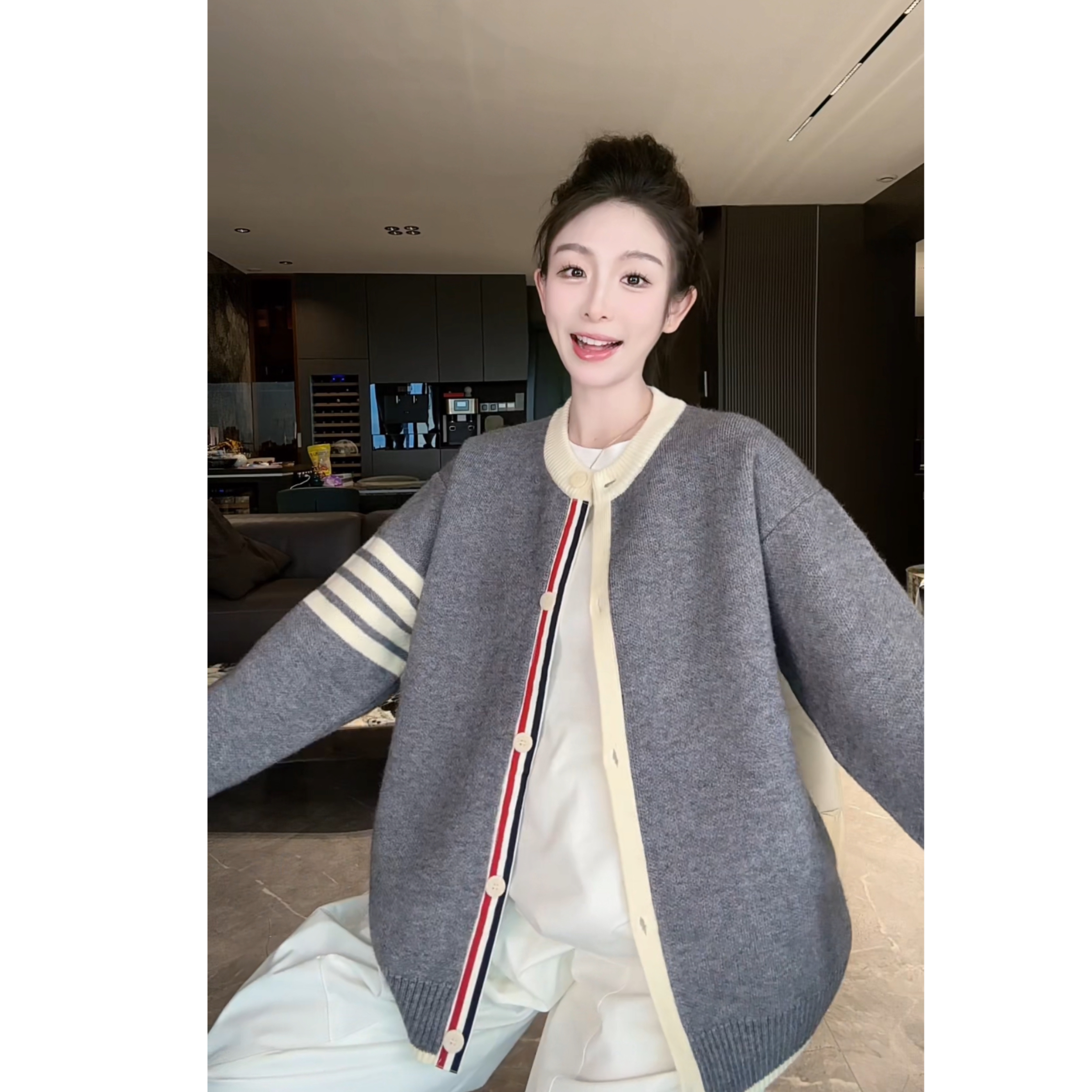 FAND品牌【T+Btangmu】秋冬情侣装加厚保暖纽扣开衫外套毛衣