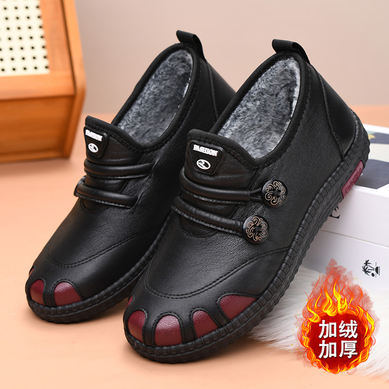 冬季老北京布鞋妈妈棉鞋女加绒保暖老人鞋软底防滑中老年奶奶棉靴
