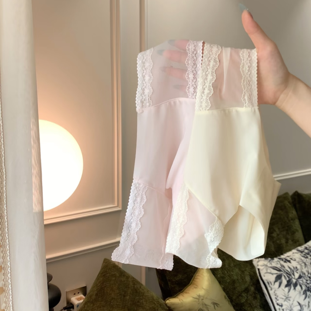 OTWOO 奶皮无痕 拼接网纱冰丝女士三角内裤舒适透气亲肤低腰内裤