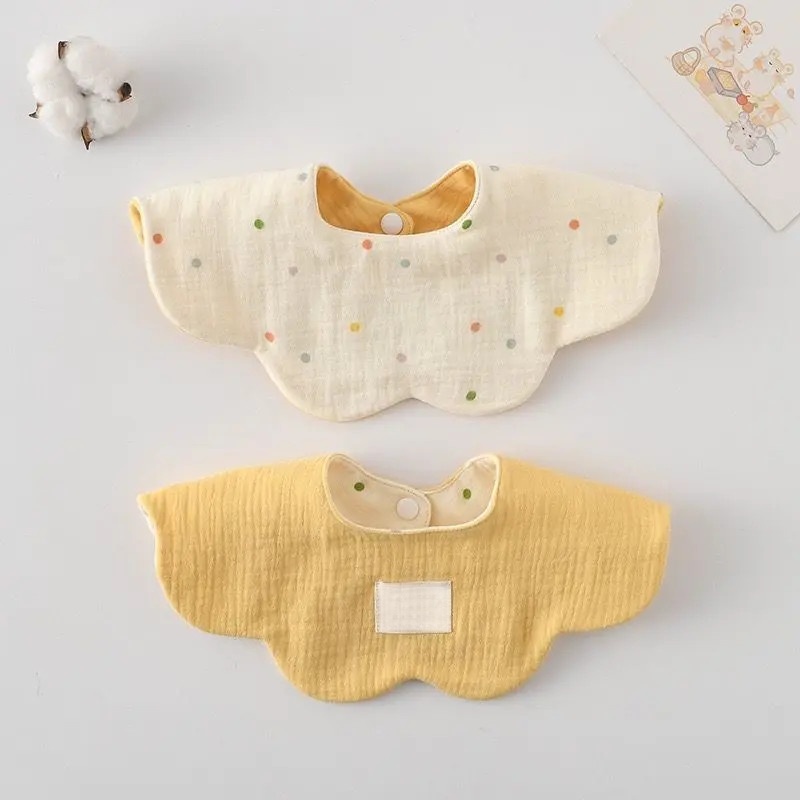 棉纱布花瓣婴儿口水巾ins韩版风波浪花朵宝宝口水巾360度围巾造型