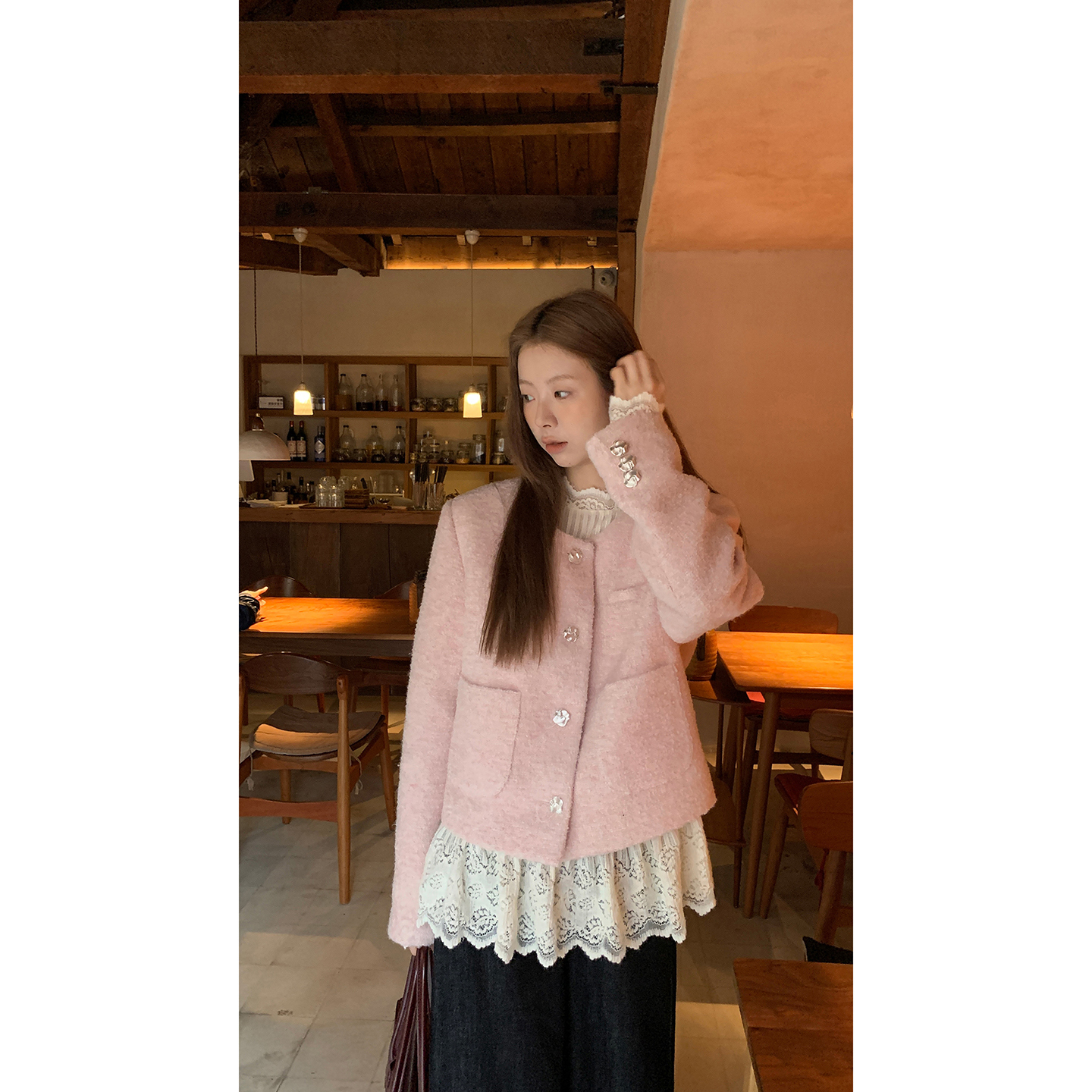 【粉色恋人】秋季韩系气质温柔百搭小香风BD短外套253V3225