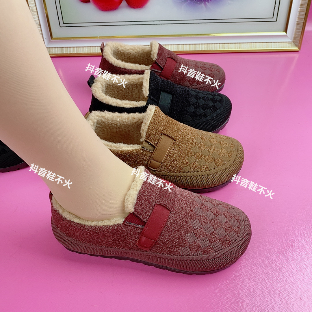 棉鞋女加绒加厚雪地靴冬季新款软底时尚百搭短靴保暖舒适妈妈棉靴