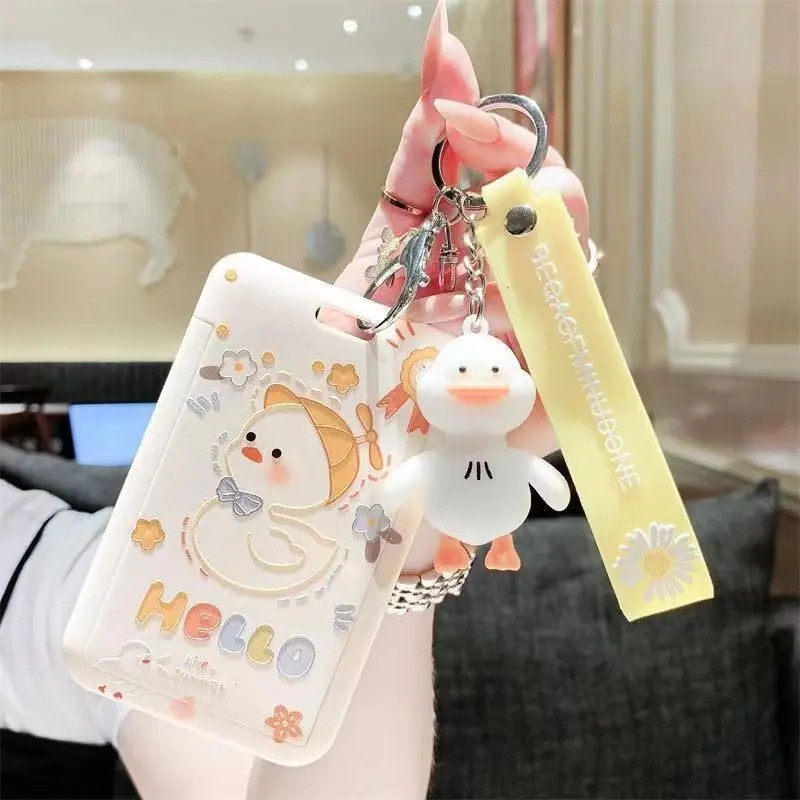 ins风鸭子校园卡公交卡保护套饭卡套学生饭卡厂牌门禁卡挂绳防丢