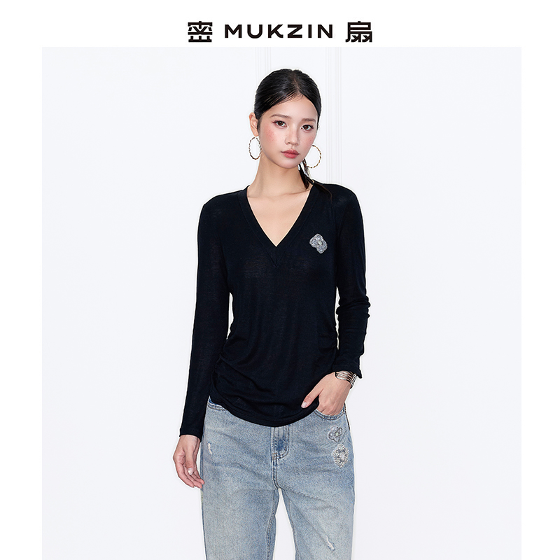 「女明星」//超细美丽诺羊毛 针织打底衫//密扇显瘦长袖上衣