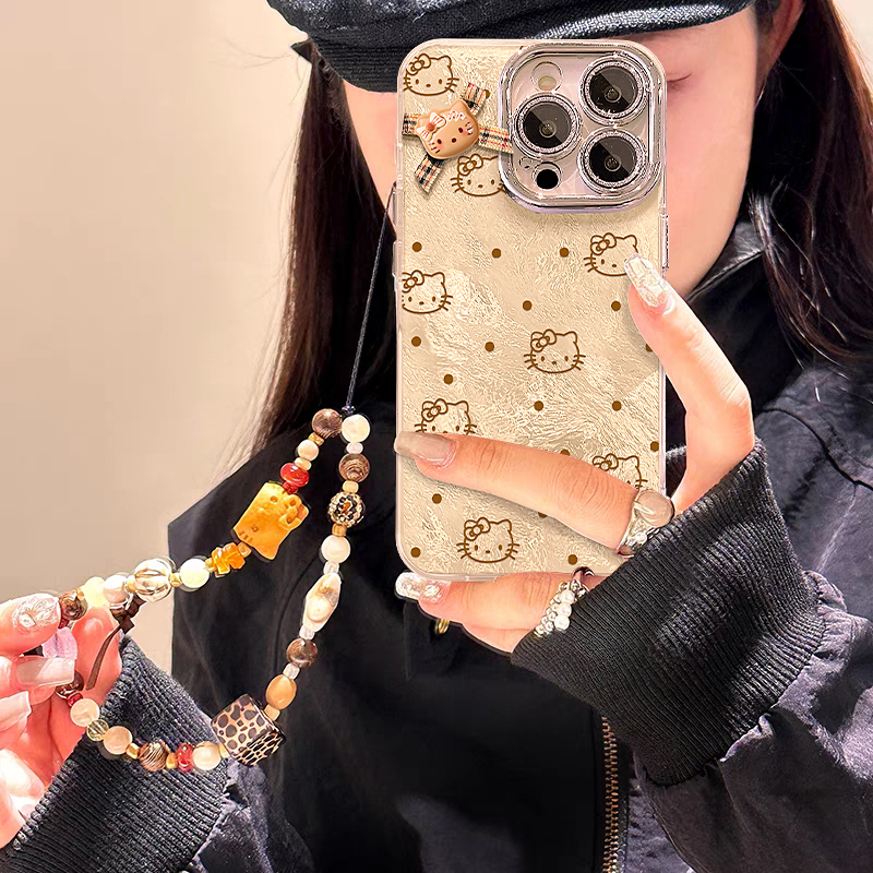 渐变kt猫适用苹果vivo华为oppo小米iPhone16精孔冰川纹支架手机壳