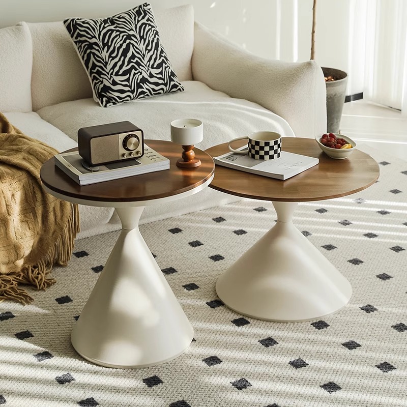 家用组合茶几桌北欧现代简约实木桌子圆形小边几沙漏设计风格