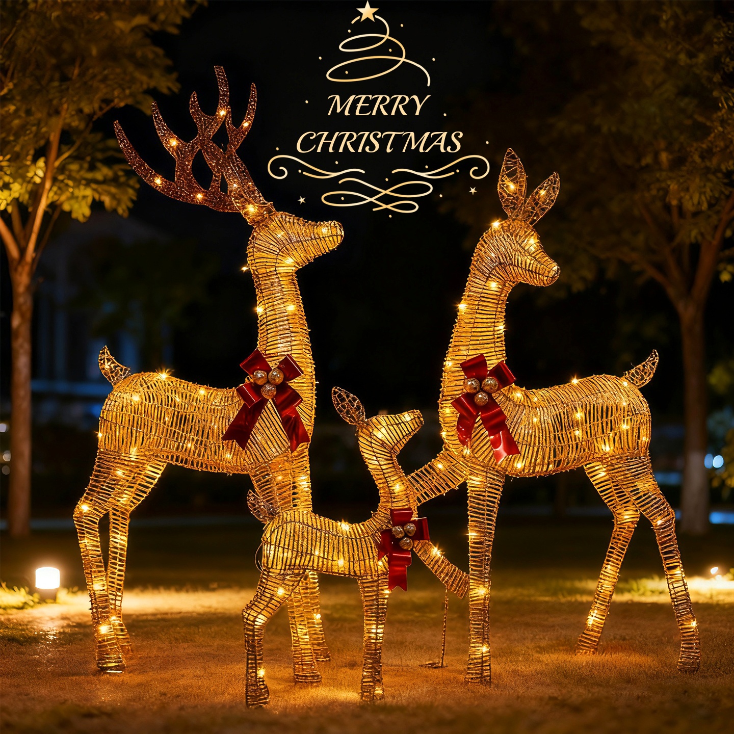 圣诞麋鹿摆件圣诞节装饰场景氛围布置室外发光鹿庭院花园商店道具