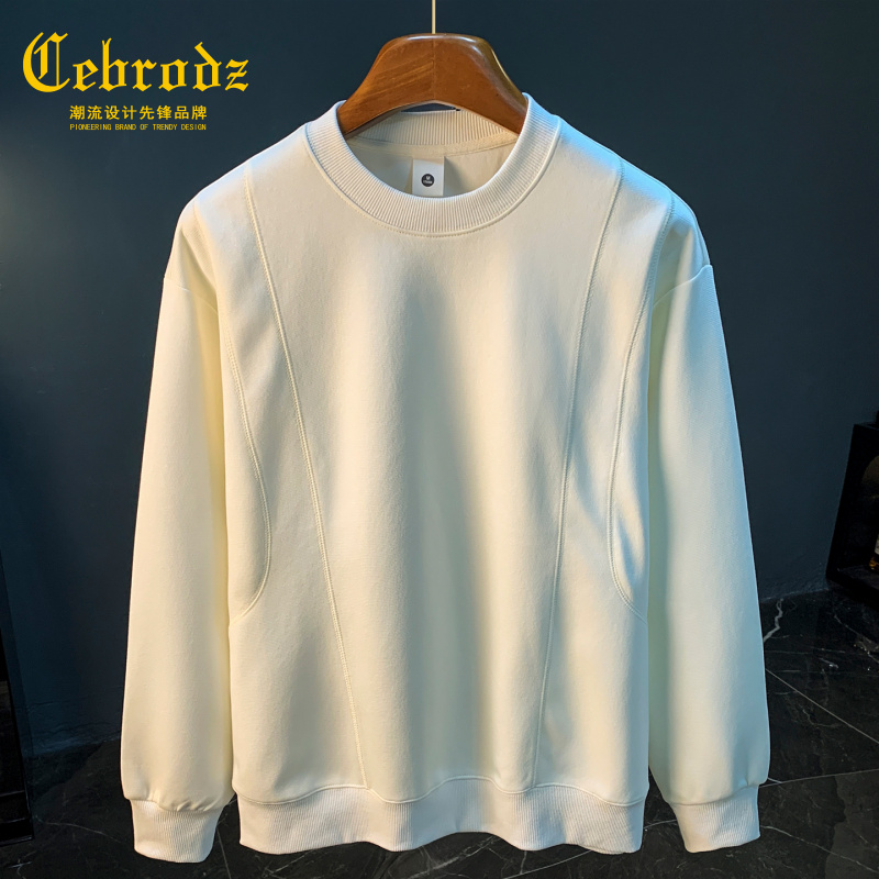 法国Cebrodz秋季卫衣男新款潮流百搭圆领套头大码宽松休闲针织衫