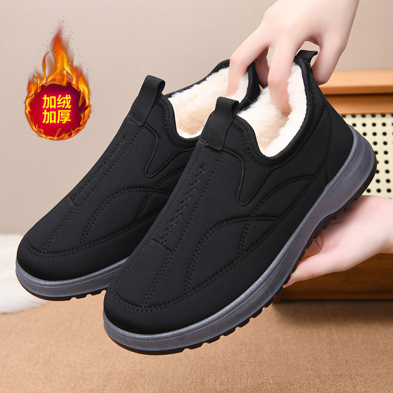 冬季加绒加厚一脚蹬绵羊毛老北京棉鞋男士休闲中老年防滑保暖棉靴