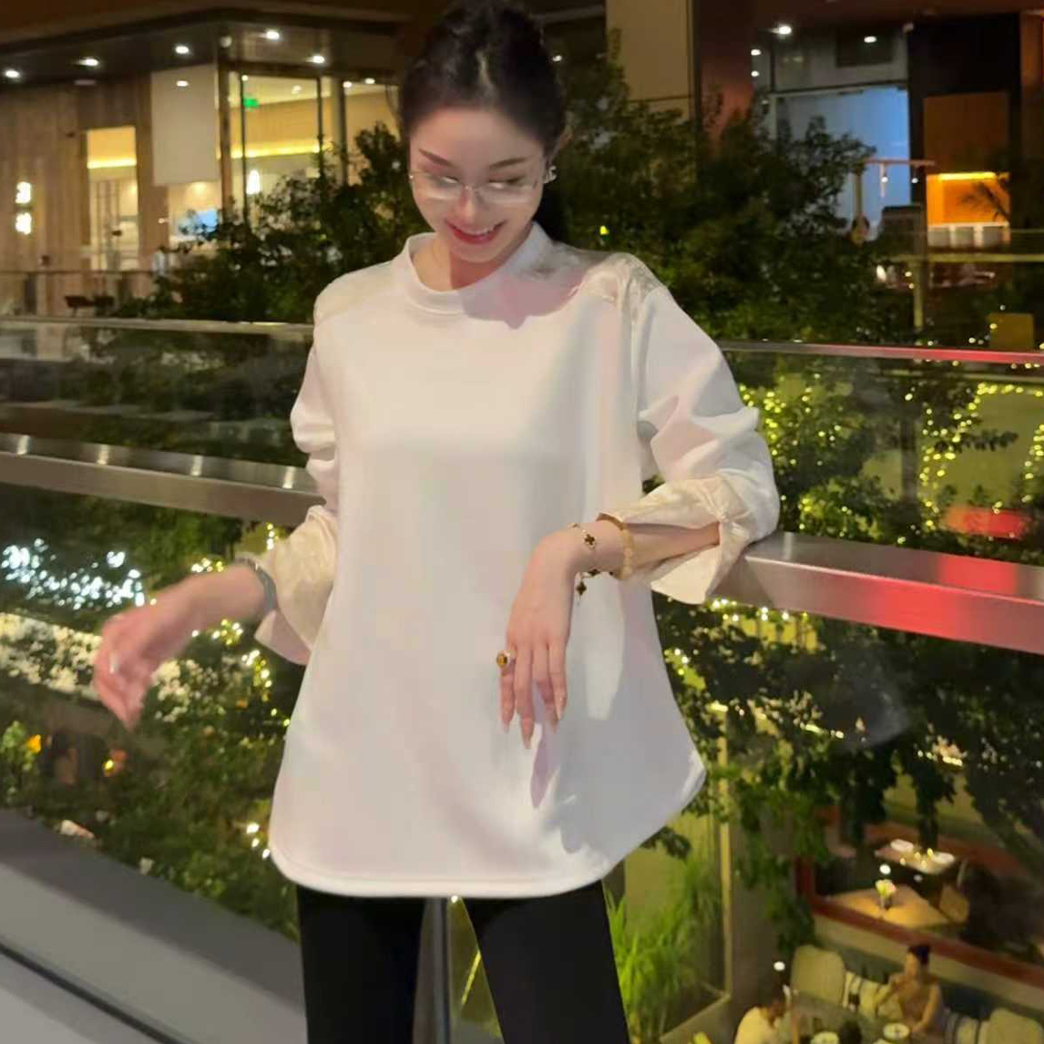 蘇格高定-【卫衣长袖T】国风重工立体珠片绣纯色百搭长袖打底衫