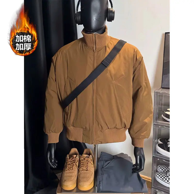 美式bomber飞行员棉衣夹克男款秋冬季cleanfit廓形短款棉服棒球服