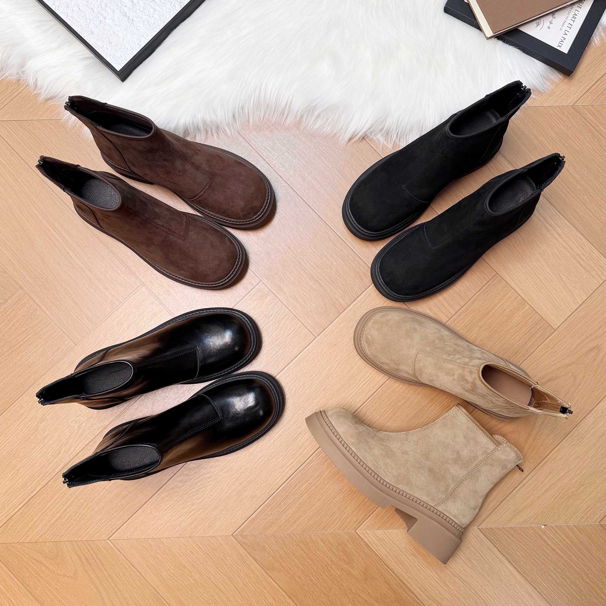 内增高8cm复古英伦风厚底短靴女2025秋冬新款切尔西女靴粗跟靴子