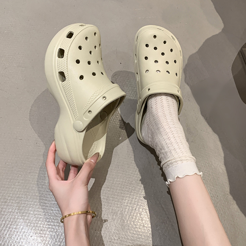 2025新款云朵洞洞鞋女鞋夏季外穿厚底沙滩鞋休闲防滑包头拖鞋EVA