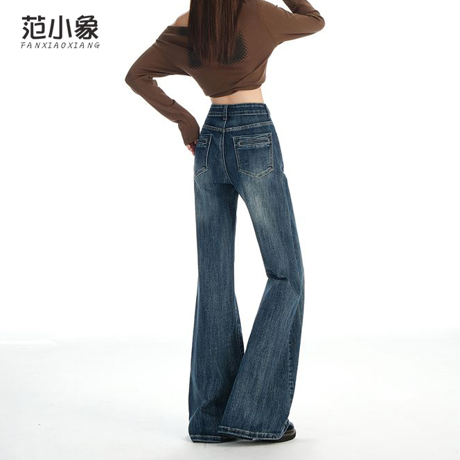 设计感不贴腿微喇牛仔裤女秋季爆款2025新款复古显瘦马蹄喇叭裤子