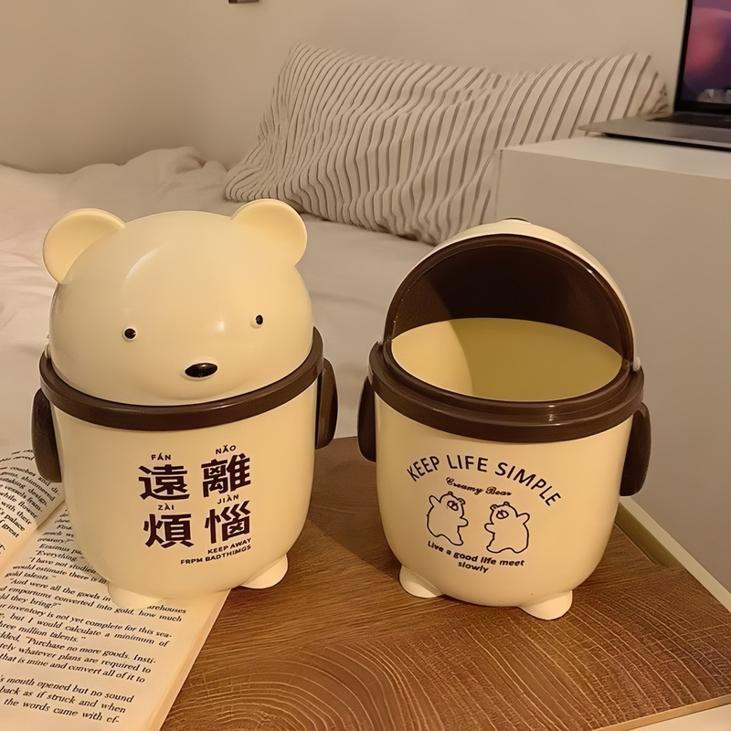 桌面垃圾桶迷你创意带盖家用办公室小号废纸篓翻盖式轻奢收纳筒