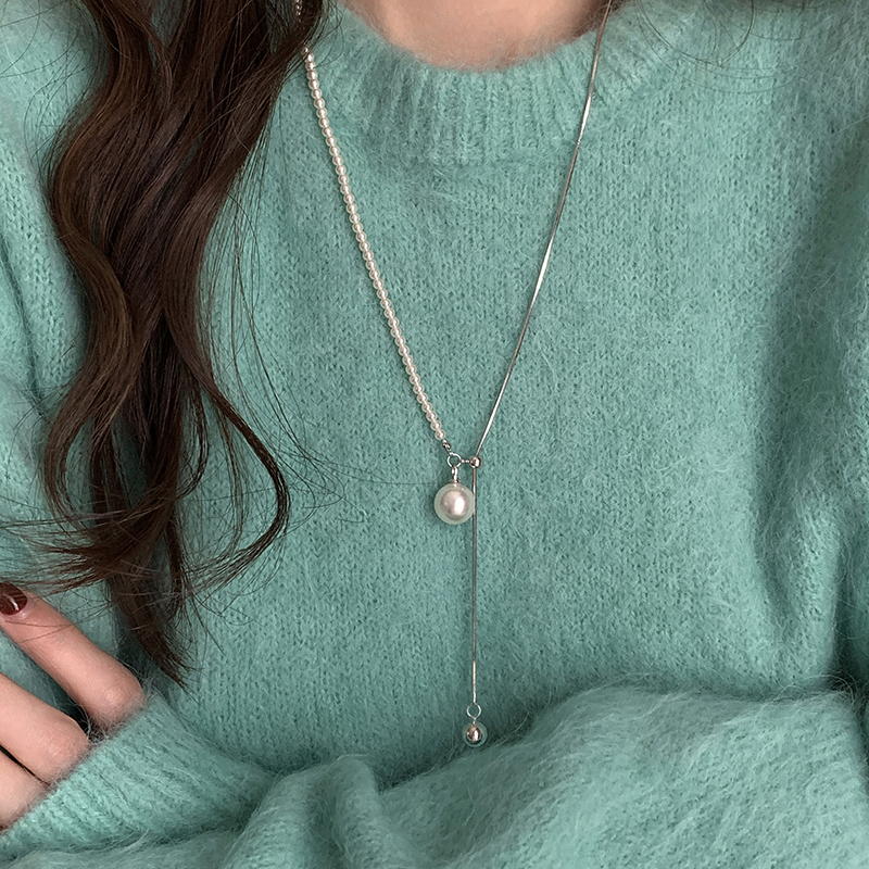 铜合金项链 高级感轻奢抽拉项链百搭气质颈链毛衣链女秋冬配饰
