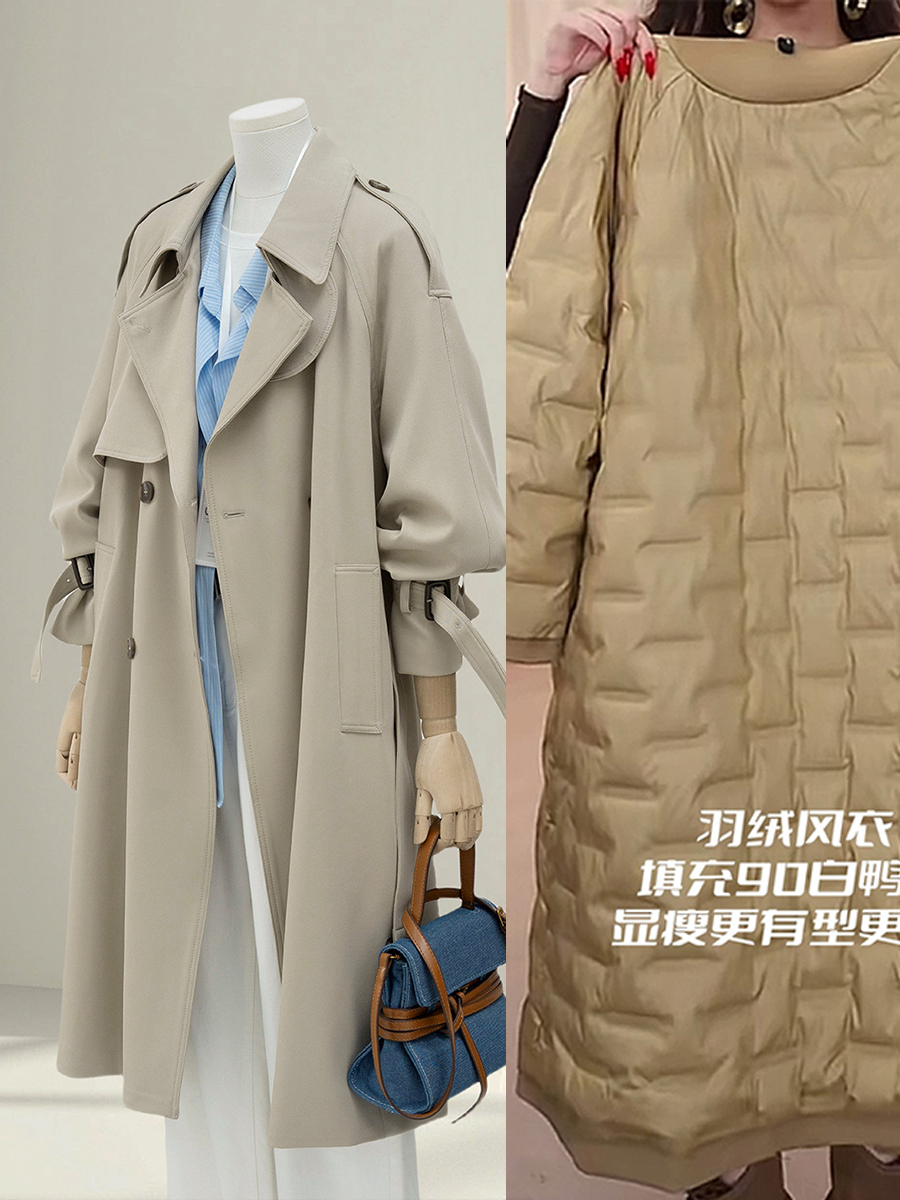 灰色小个子羽绒服大衣女中长款冬季高级感正流行时尚保暖风衣外套