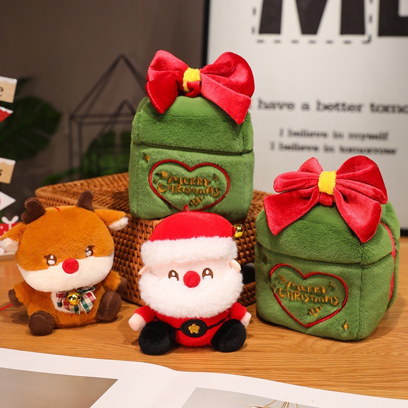 圣诞老人麋鹿惊喜礼盒毛绒玩具可爱玩偶礼品圣诞节情侣送女友礼物