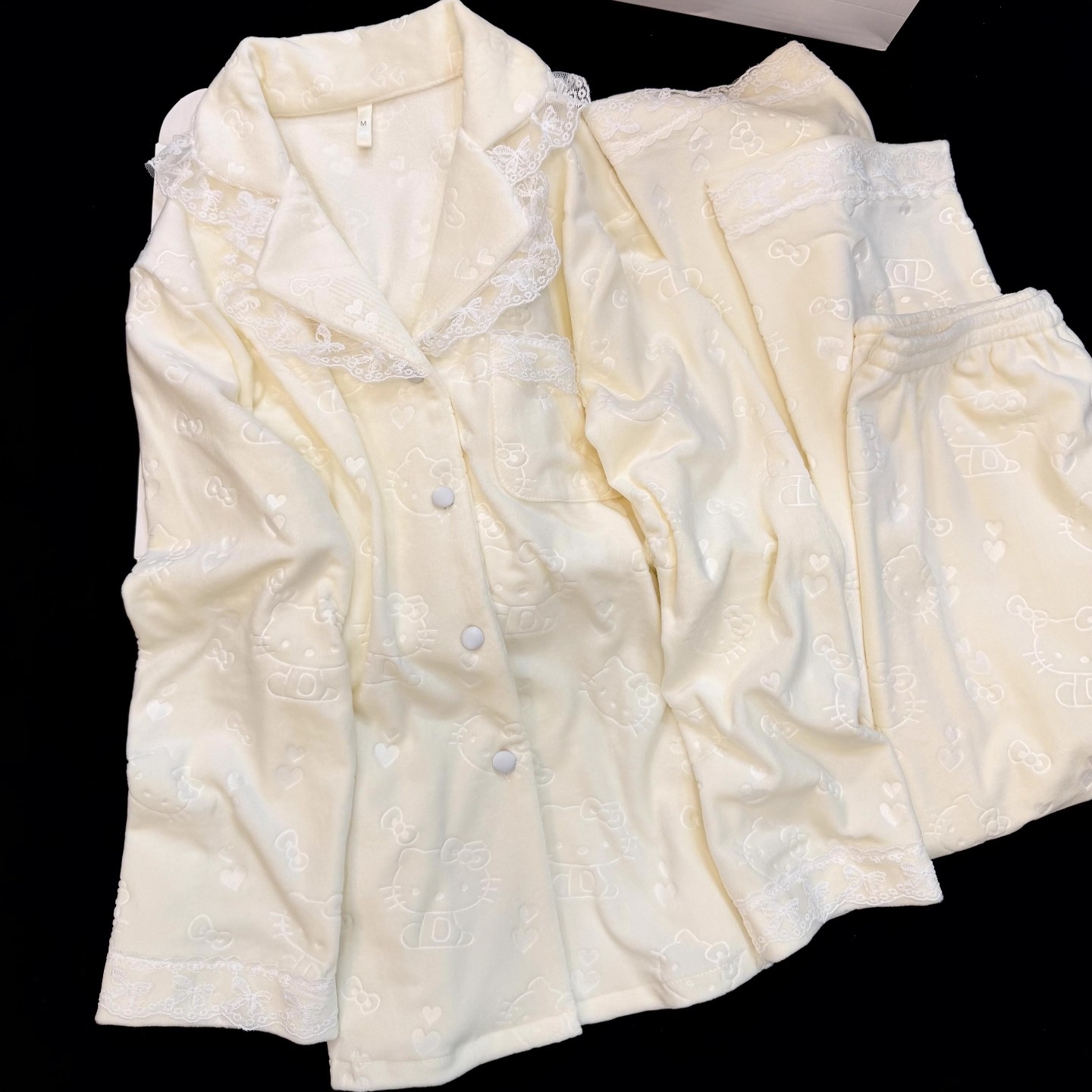 双面海岛绒睡衣女新款秋冬季保暖高级感甜美卡通KT猫家居服套装