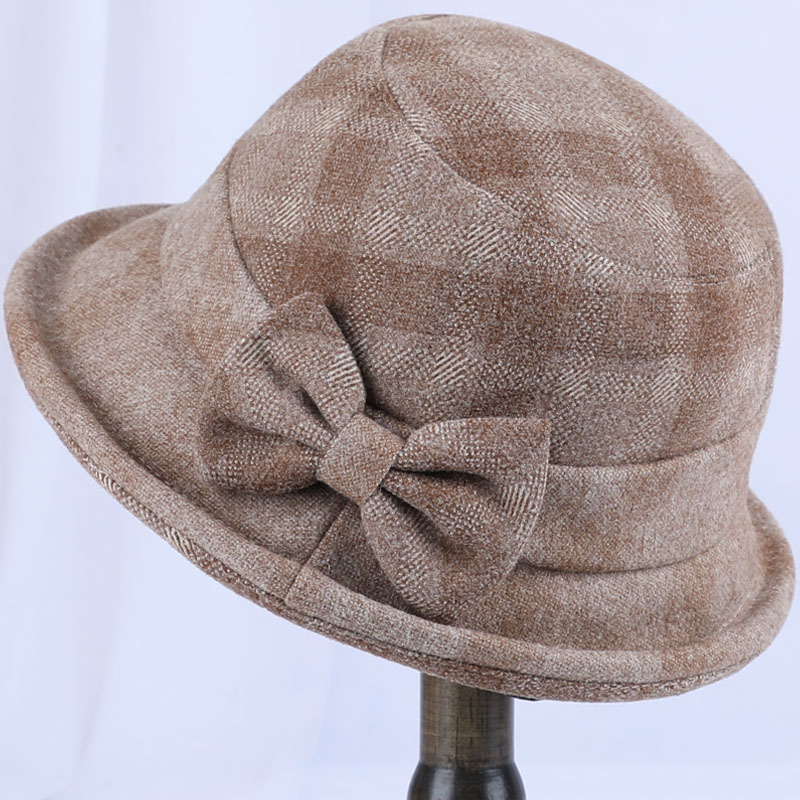 中老年人帽子女秋冬季妈妈盆帽加厚毛呢渔夫帽老人奶奶老太太礼帽