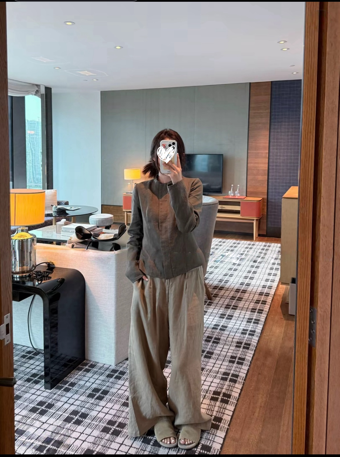 收腰暗门襟短款修身外套休闲通勤高智感夹克阔腿裤套装