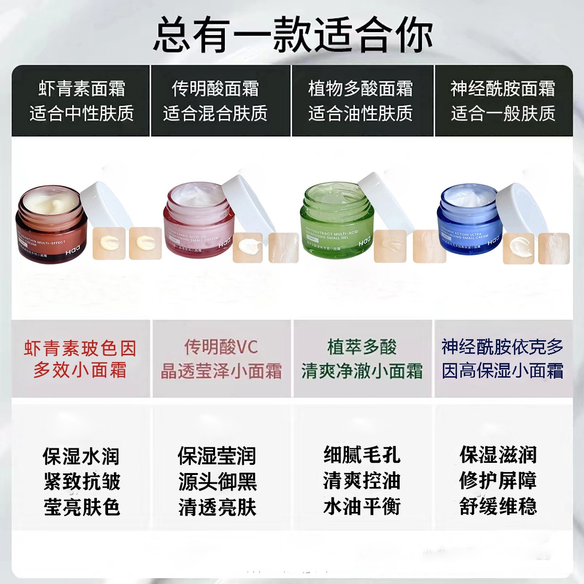 Haa神经酰胺虾青素多酸传明酸高保湿小面霜12.5g紧致抗皱修护控油