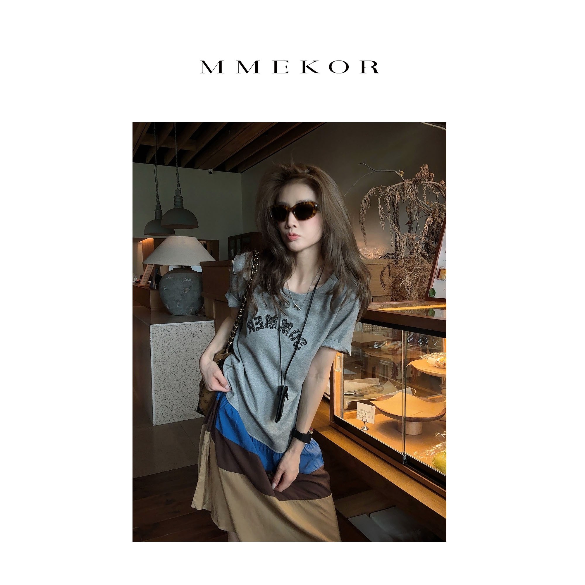 MMEKOR“艺术流浪”连衣裙 2025新款失序混搭风撞色裙子 67511