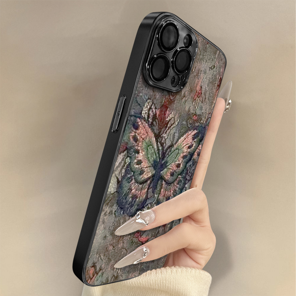 复古蝴蝶适用苹果手机壳实用数码配件女款小众全包防摔高级感个性