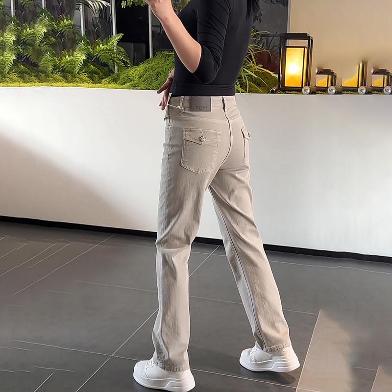 轻奢男装大码潮牌男士时尚新款修身灰色牛仔裤2025年高级感休闲裤