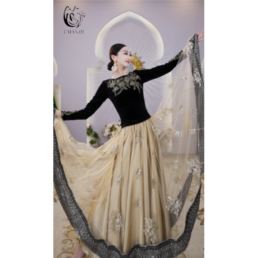 B2609半身裙异域风情新刺绣大摆疆舞服720度大摆显瘦秋冬重工